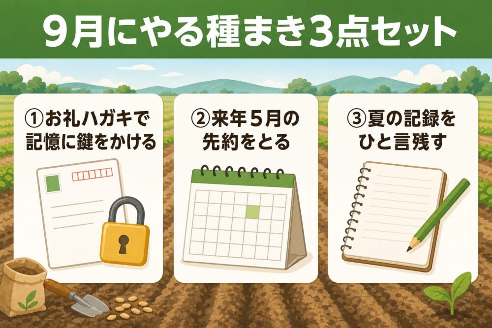 9月にやる種まき3点セットの図解