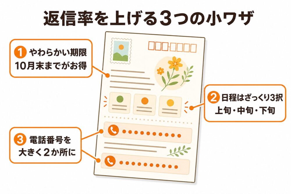 返信率を上げる3つの小ワザの図解