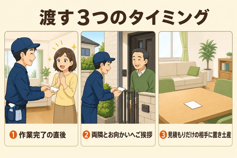 紹介カードを渡す3つのタイミングの図解