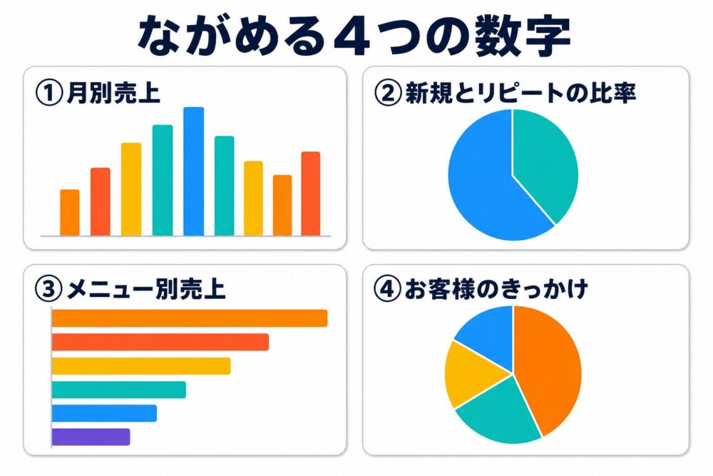 ながめる4つの数字のダッシュボードの図解
