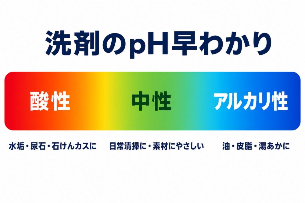 洗剤のpH早わかりの帯グラフ図解