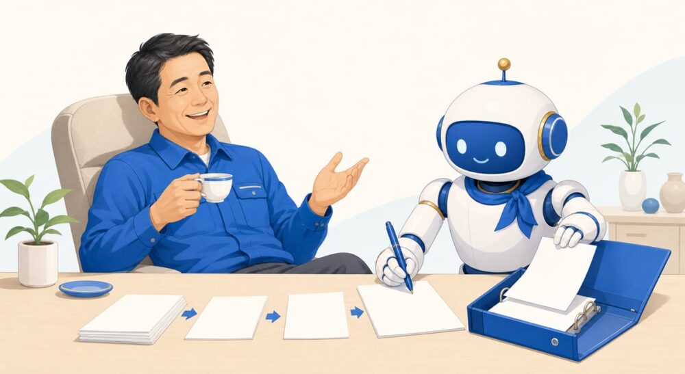 書く工程はAIに任せるイラスト